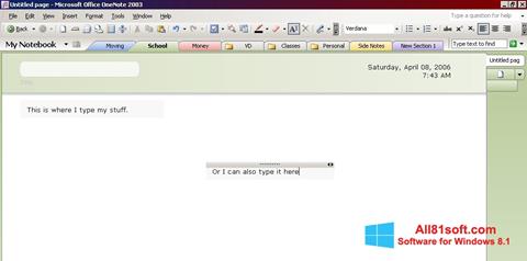 Screenshot Microsoft OneNote Windows 8.1
