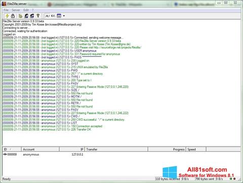 Screenshot FileZilla Server Windows 8.1