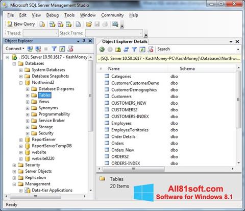 Screenshot Microsoft SQL Server Windows 8.1