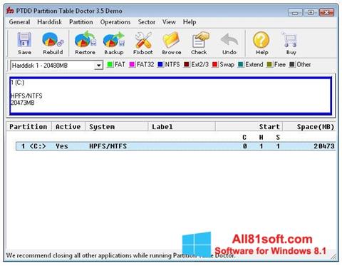 Screenshot Partition Table Doctor Windows 8.1