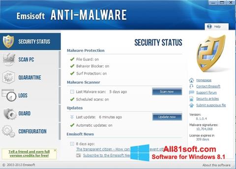 Screenshot Emsisoft Anti-Malware Windows 8.1